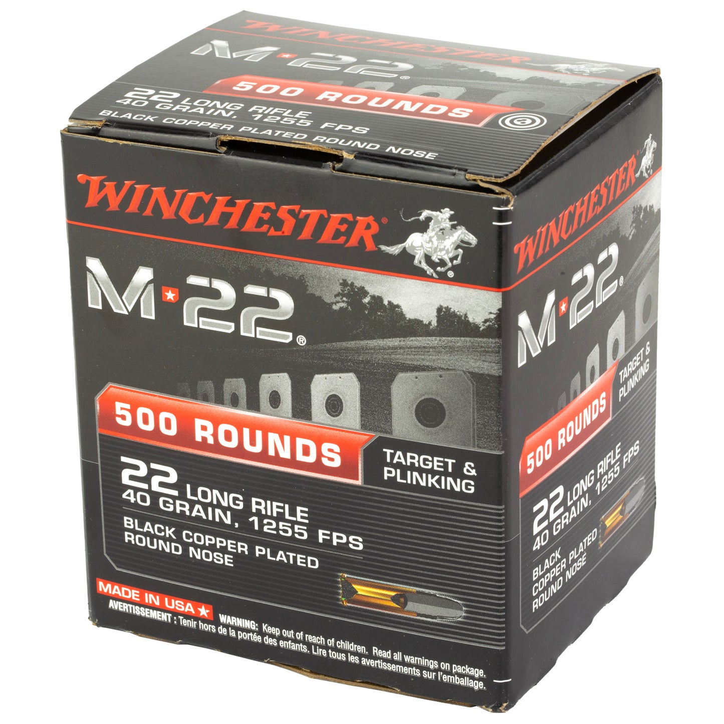 Winchester Ammunition M22 22LR Copper Plated Round Nose Training Loads * 40 Grain * 1,000 Rounds per Box