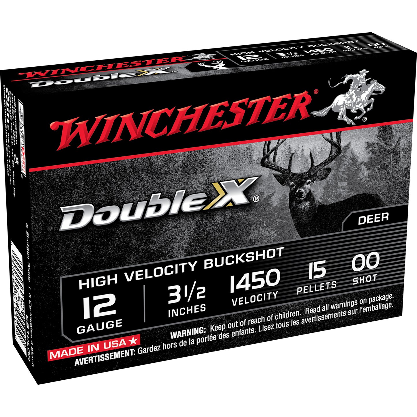 Winchester Ammunition Double X 12 Gauge 3.5-inch 00 Buckshot - High-Velocity Hard Copper Plated Shot for Long-Range Performance