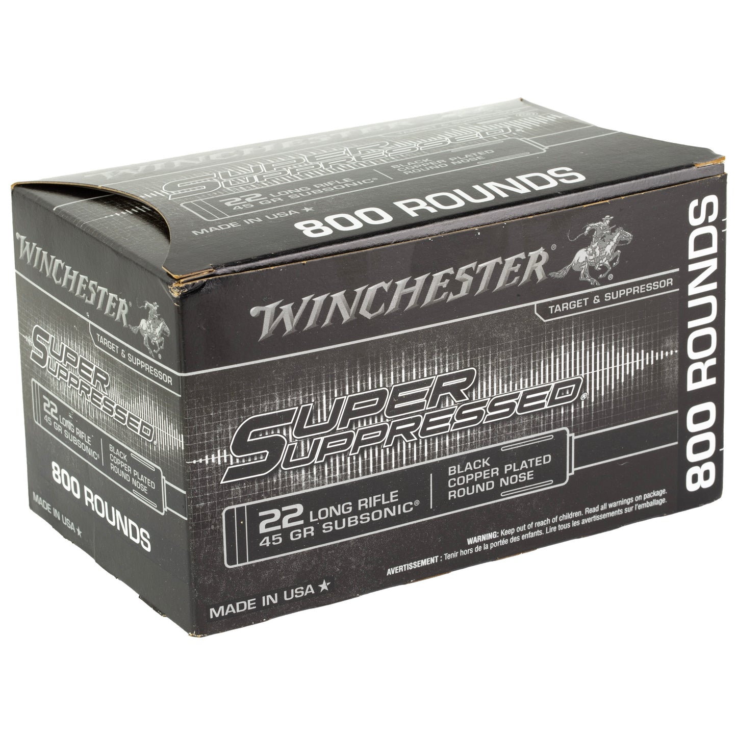 Winchester Ammunition Super Suppressed 22 LR 45-Grain Copper Plated Round Nose * Reliable Noise-Reducing Ammunition for Suppressor-Equipped Firearms