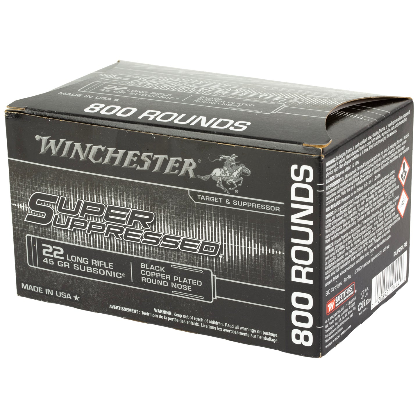 Winchester Ammunition Super Suppressed 22 LR 45-Grain Copper Plated Round Nose * Reliable Noise-Reducing Ammunition for Suppressor-Equipped Firearms