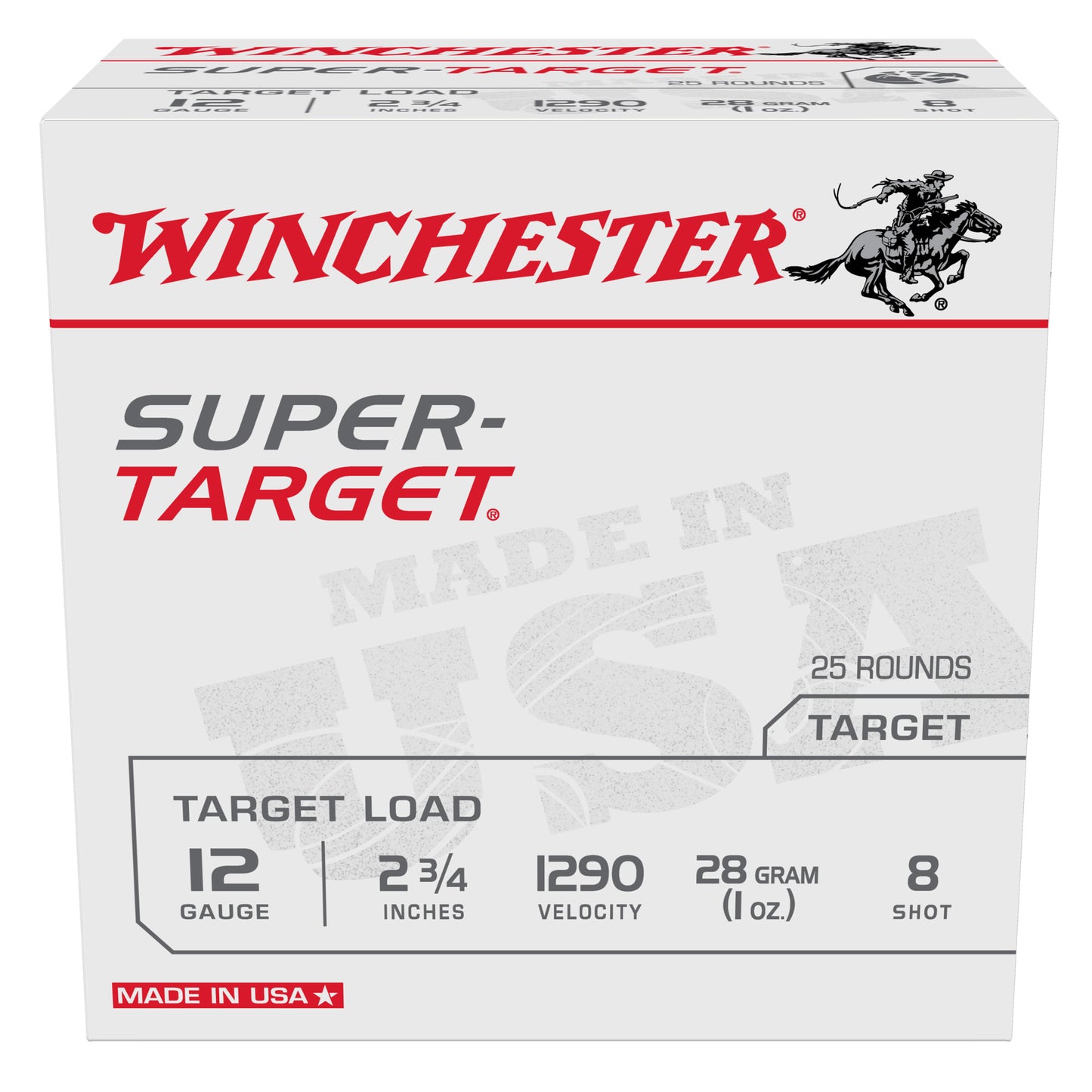 Winchester Ammunition Super Target 12 Gauge Shotshells, 1 oz #8, 25 Rounds per Box