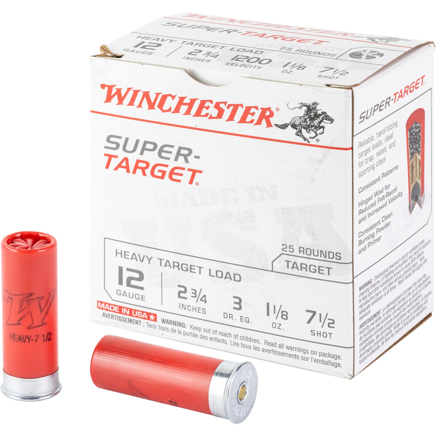Winchester Ammunition Super Target 12 Gauge Shotshells - 1 1/8 oz #7.5, 25 Rounds per Box