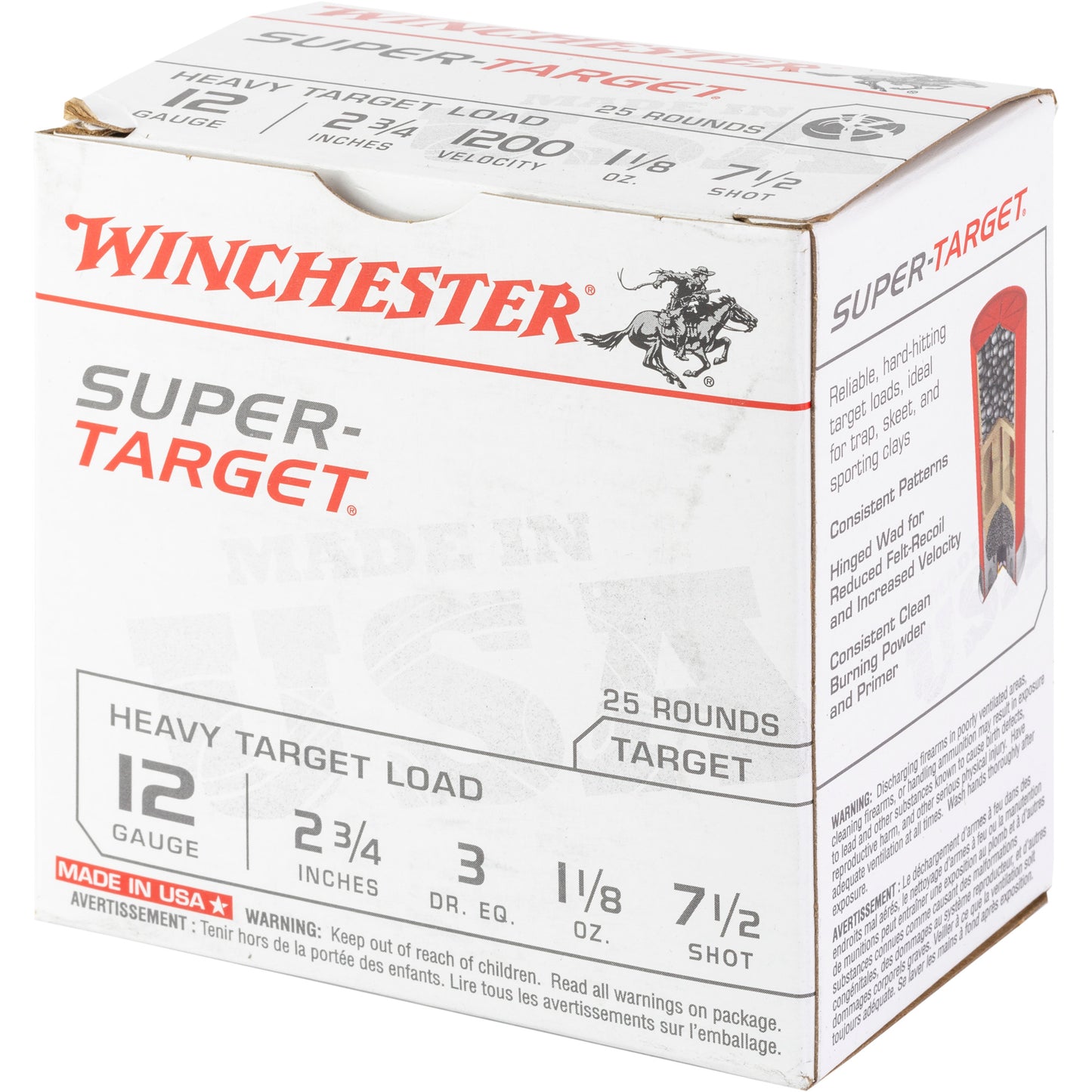 Winchester Ammunition Super Target 12 Gauge Shotshells - 1 1/8 oz #7.5, 25 Rounds per Box