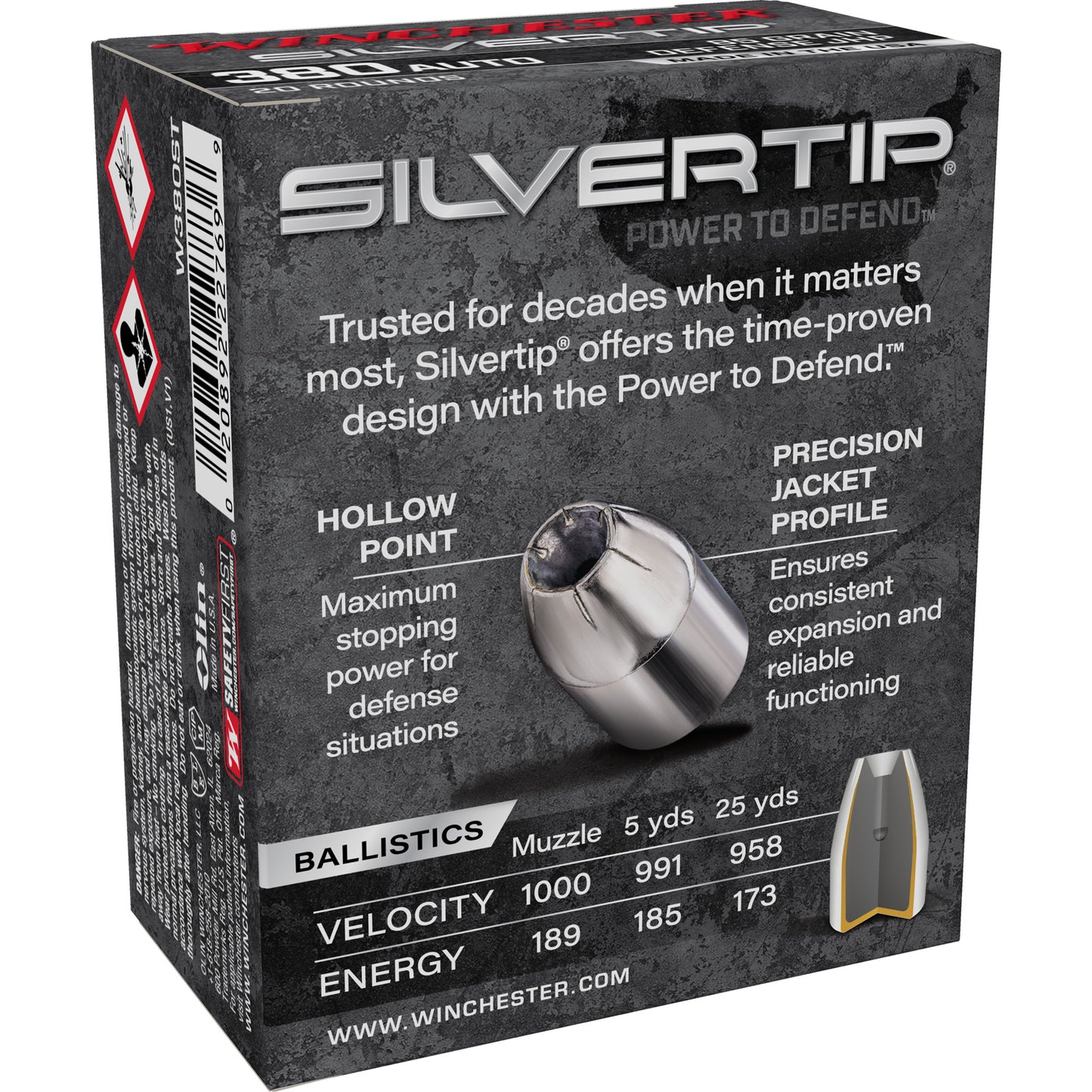 Winchester Ammunition SilverTip Hollow Point 380 Auto 85 Grain * Trusted Defensive Ammo