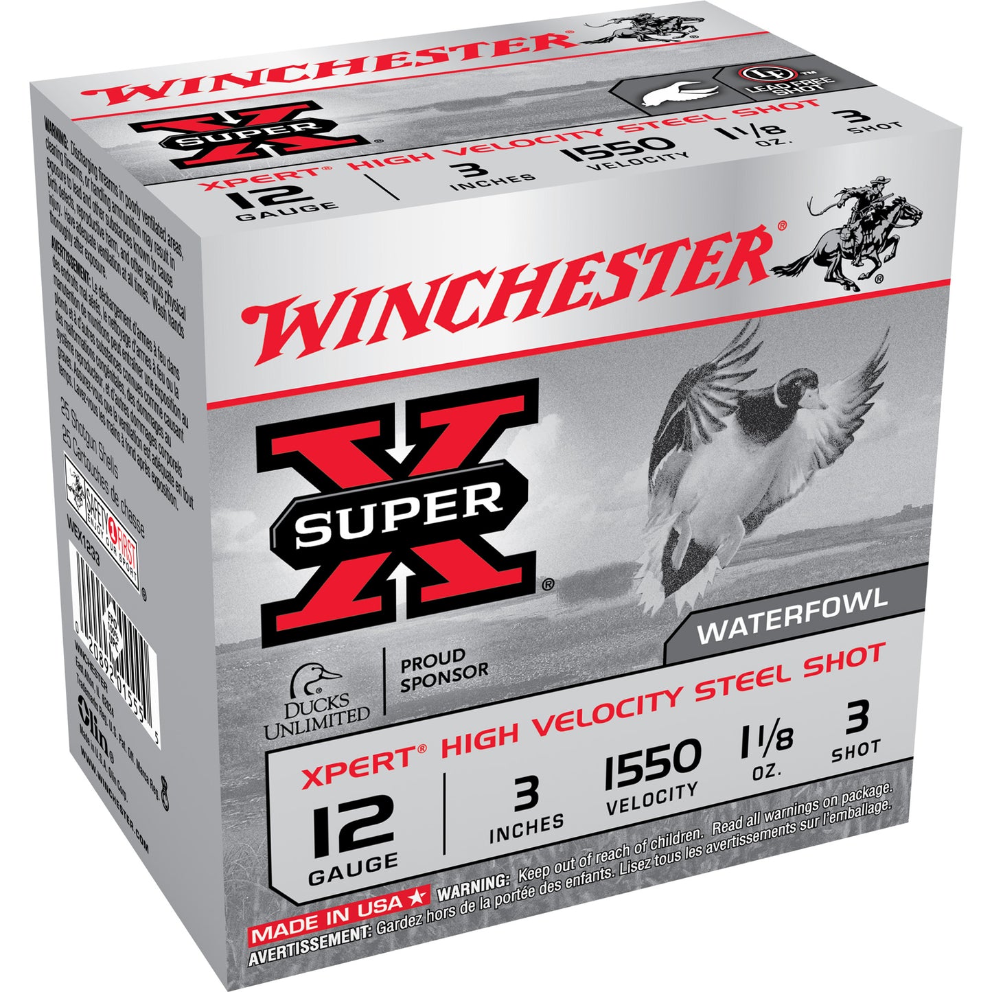 Winchester Ammunition XPERT STEEL 12 Gauge 3-Inch #3 Steel Shot * 1 1/8 Ounce, Box of 25 Rounds