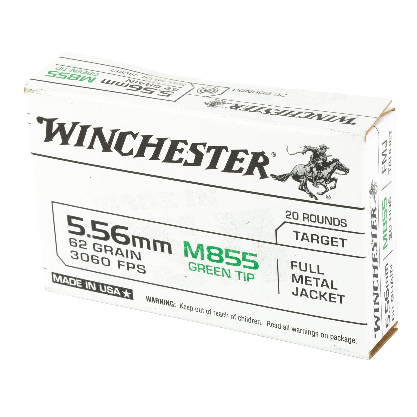 Winchester Ammunition M855 62 Grain Full Metal Jacket 5.56 NATO, 20 Rounds