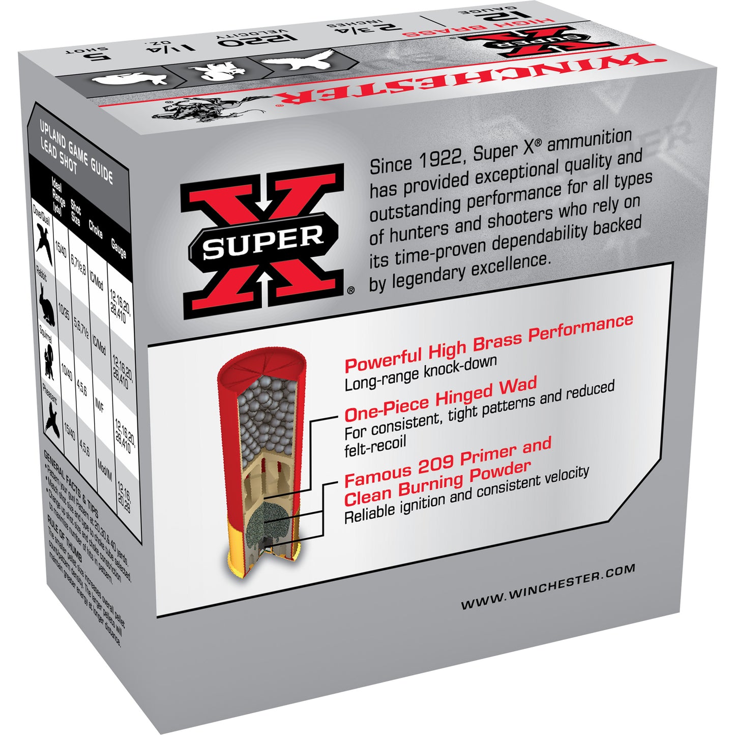 Winchester Ammunition Super-X 12 Gauge 2-3/4-Inch #5 Lead Shot - 1 1/4 Ounce, 25 Rounds Per Box