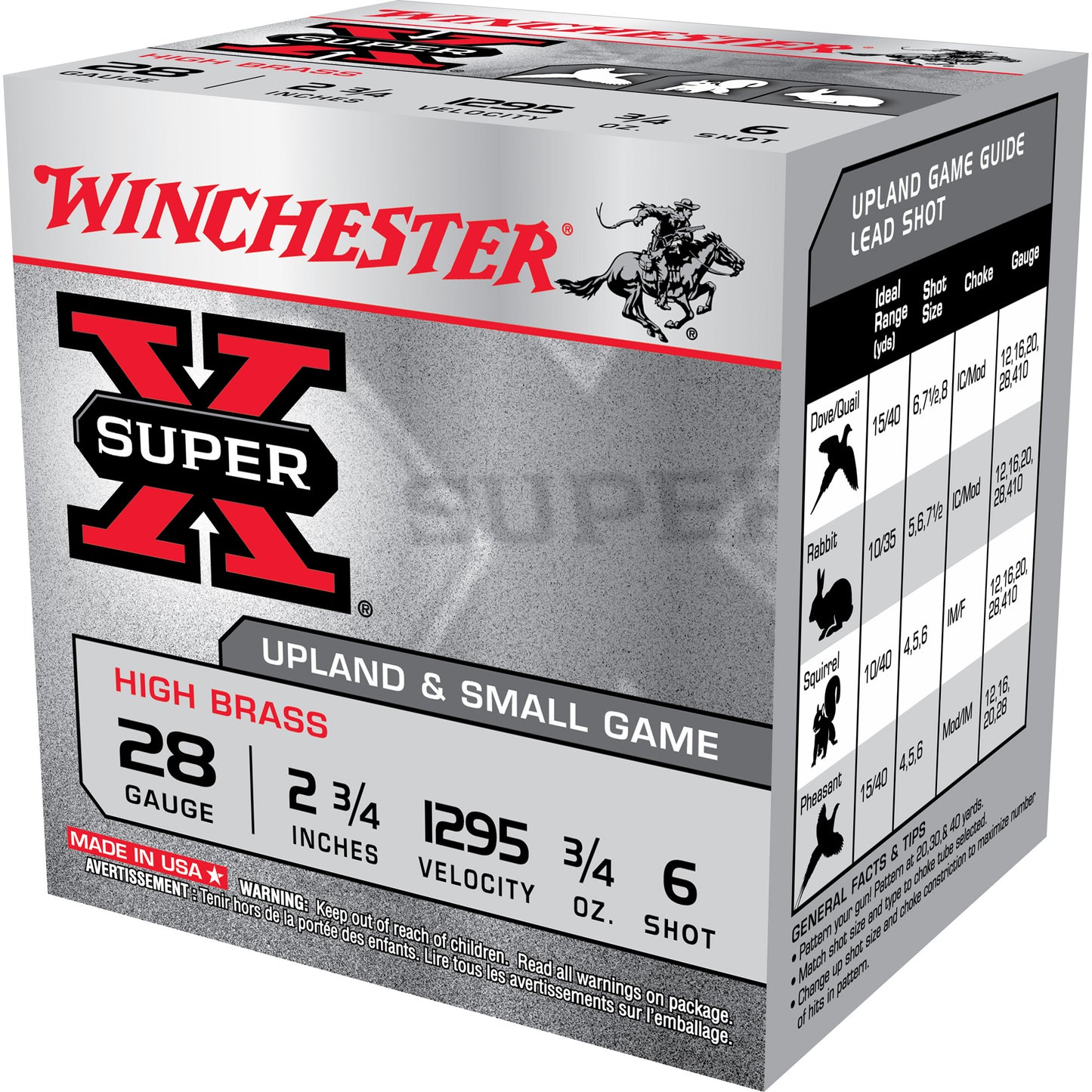 Winchester Ammunition Super-X 28 Gauge 2.75-Inch #6 Lead Shotshells * 3/4 oz, 25 Rounds per Box