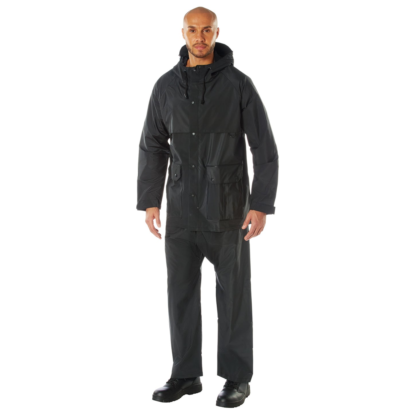 Rothco 2 Piece Microlite PVC Rainsuit Black Size L