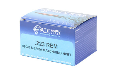 ADI World Class Ammunition 223 Remington 69-Grain Sierra MatchKing Boat Tail Hollow Point * Precision Rifle Ammo