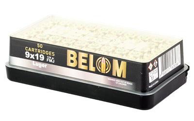 Belom 9mm 124 Grain Full Metal Jacket Brass Ammunition * Pack of 50 Rounds