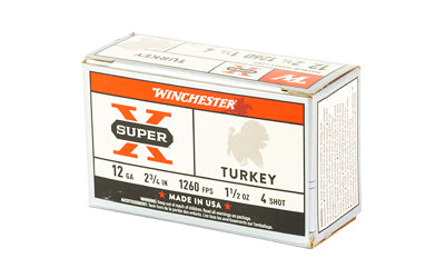 Winchester Ammunition Super-X 12 Gauge Turkey Shotshells - 1.5 oz #4 Shot, 2.75 Inch Length, 10 Rounds per Box