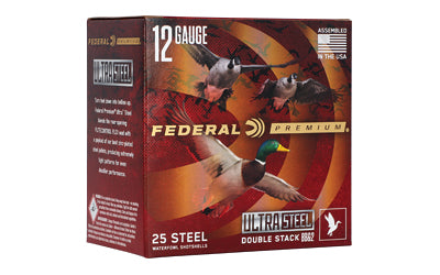 Federal Premium Ultra Steel 12 Gauge 3-Inch Shotgun Shells - 1 1/4 Oz Steel Shot, BB and #2, 25 Rounds per Box
