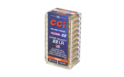 CCI Ammunition Clean-22 Hyper Velocity 22 LR Lead Round Nose - 31 Grain, 1,550 fps, Box of 50