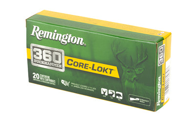 Remington Core Lokt 360 Buckhammer 180 Grain Soft Point Ammo * Flat Trajectory and High Energy Performance