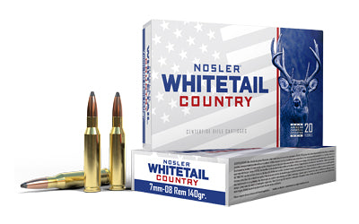 Nosler 7mm-08 Remington Whitetail Country Solid Base Ammunition, 140 Grain * Reliable Deer Hunting Performance