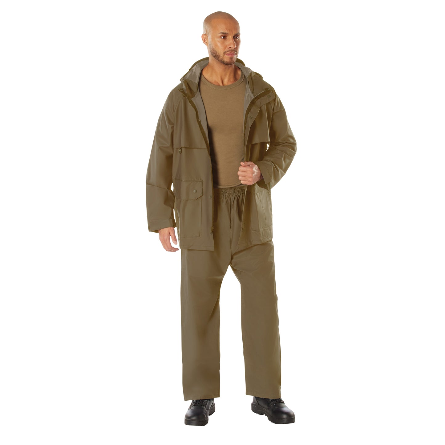 Rothco 2 Piece Microlite PVC Rainsuit Coyote Brown Size M