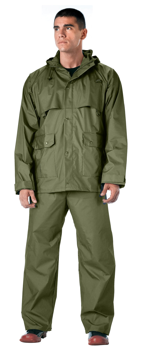 Rothco 2 Piece Microlite PVC Rainsuit Olive Drab Size 3XL