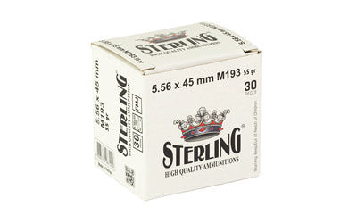 Sterling 5.56 NATO M193 Full Metal Jacket Ammunition * 55 Grain, 30 Rounds Per Box