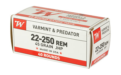 Winchester Ammunition USA White Box .22-250 Remington Varmint 45 Grain Hollow Point * 40 Rounds per Box