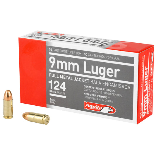 Aguila Ammunition 9mm 124 Grain FMJ Pistol Rounds * Perfect for Home Defense and Target Shooting