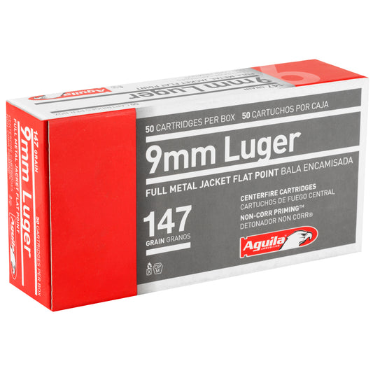 Aguila Ammunition 9mm 147 Grain FMJ Flat Nose Pistol Rounds (50/Box, 1000/Case)
