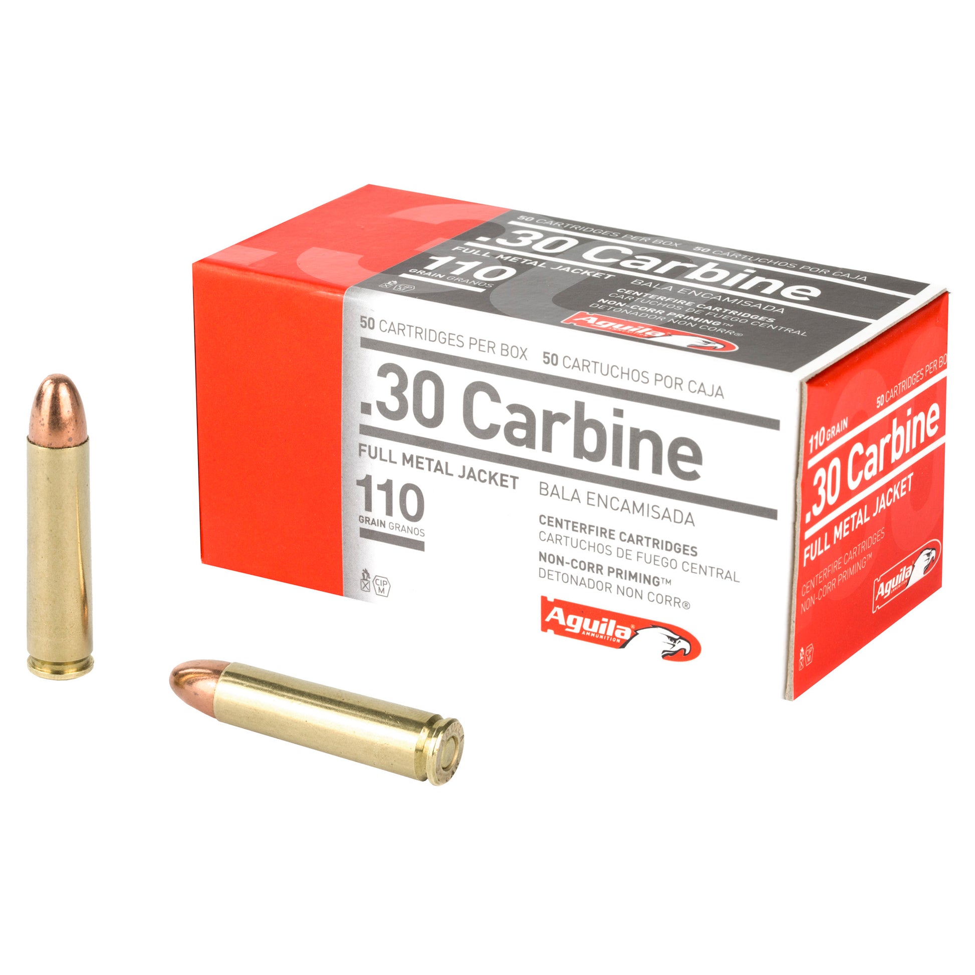 Aguila Ammunition 30 Carbine 110 Grain FMJ Rifle Rounds * Perfect for Hunting and Target Shooting