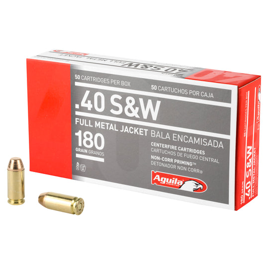 Aguila Ammunition 40 S&W 180-Grain Full Metal Jacket Pistol Rounds, 50-Count Box / 1,000-Count Case