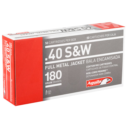 Aguila Ammunition 40 S&W 180-Grain Full Metal Jacket Pistol Rounds, 50-Count Box / 1,000-Count Case