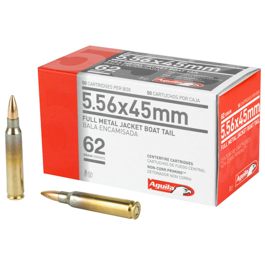 Aguila Ammunition 556 NATO 62 Grain Full Metal Jacket Boat Tail Rifle Ammunition (50 Rounds Per Box)