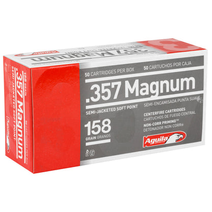Aguila Ammunition 357 Magnum 158-Grain Semi-Jacketed Soft Point Pistol Ammo - 50 Round Box, 1000 Rounds Case
