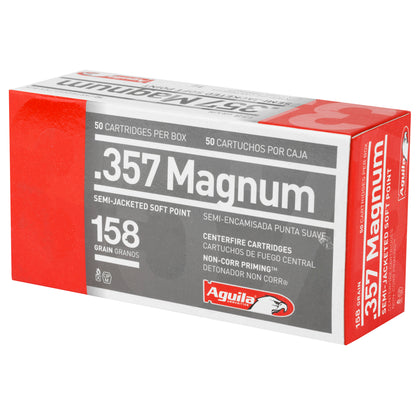 Aguila Ammunition 357 Magnum 158-Grain Semi-Jacketed Soft Point Pistol Ammo - 50 Round Box, 1000 Rounds Case