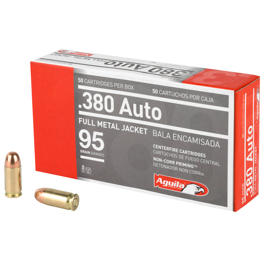 Aguila Ammunition 380 ACP 95-Grain FMJ Pistol Rounds * Reliable Full Metal Jacket Ammo for Target Shooting