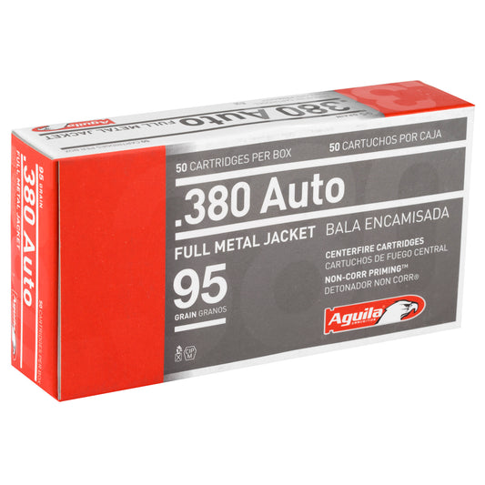 Aguila Ammunition 380 ACP 95-Grain FMJ Pistol Rounds * Reliable Full Metal Jacket Ammo for Target Shooting