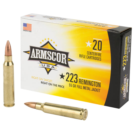 Armscor 223 Remington 55 Grain FMJ Ammunition - 20 Rounds per Box, 1000 Rounds Case