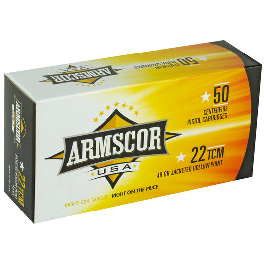 Armscor 22 TCM 40 Grain Hollow Point Ammo * 50 Rounds per Box, 1000 Rounds per Case