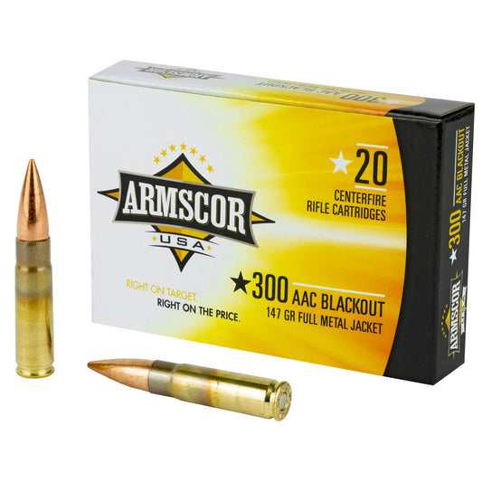 Armscor 300 Blackout 147-Grain Full Metal Jacket Ammo * 20 R rounds per Box, 200 per Case
