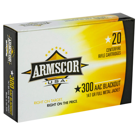 Armscor 300 Blackout 147-Grain Full Metal Jacket Ammo * 20 R rounds per Box, 200 per Case