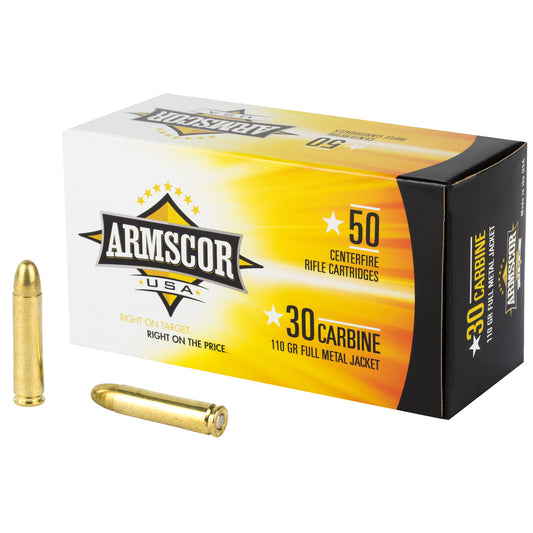 Armscor 30 Carbine FMJ Ammunition * 110 Grain Full Metal Jacket * 50 Rounds per Box