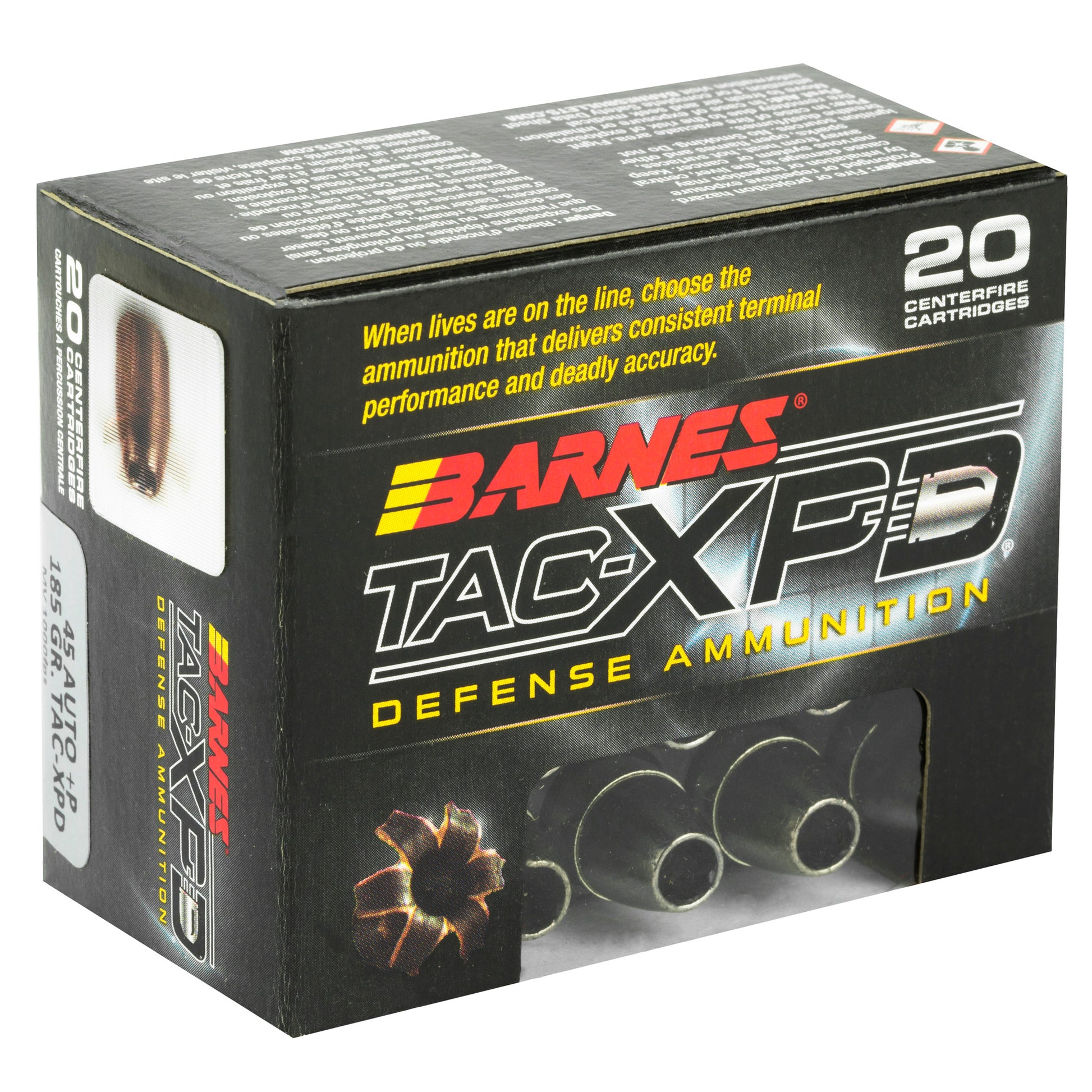 Barnes TAC-XPD .45 ACP 185-Grain Hollow Point Ammunition * Pack of 20 Rounds