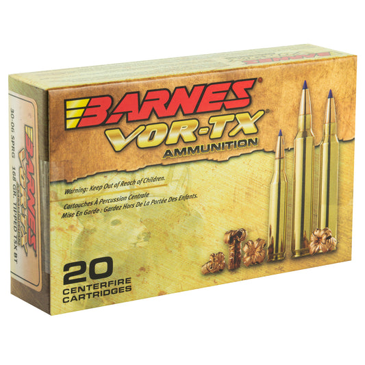 Barnes VOR-TX 30-06 Springfield 168-Grain Tipped Triple Shock X Ammunition * Precision Hunting Round