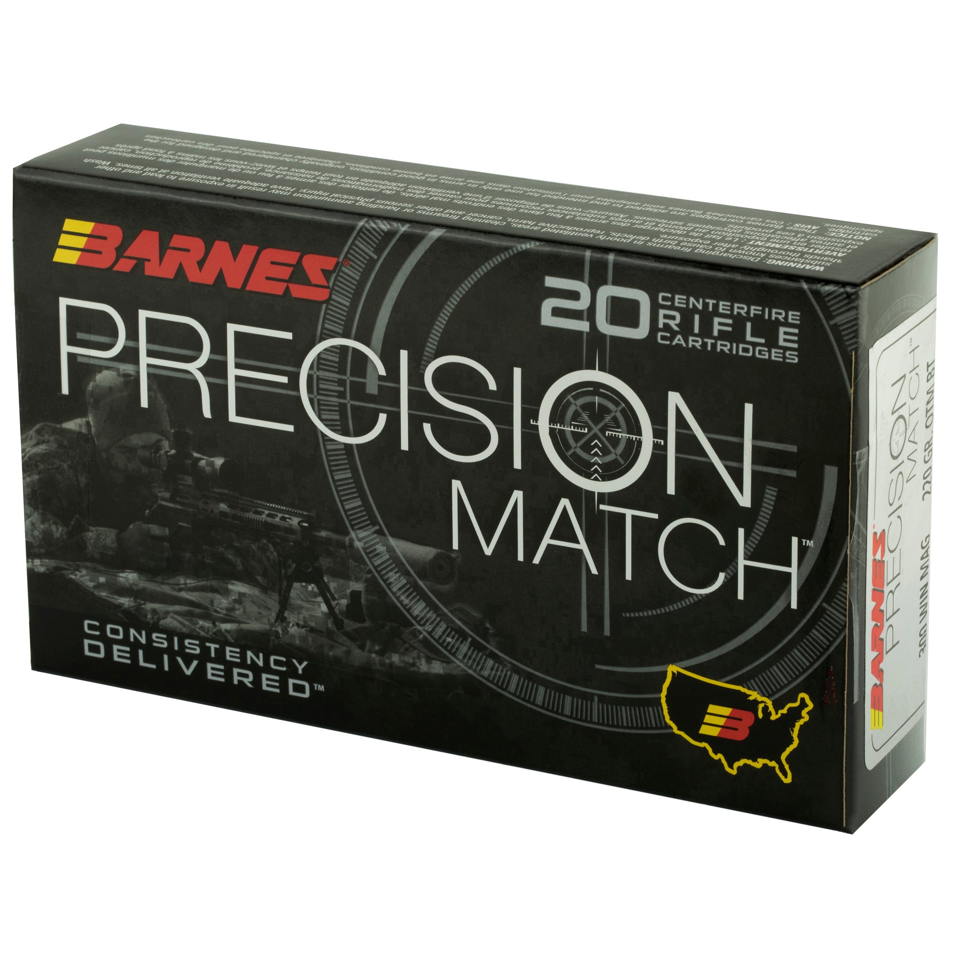 Barnes Precision Match 300 Winchester Magnum 220 Grain Open Tip Match Ammunition (20 Rounds per Box)