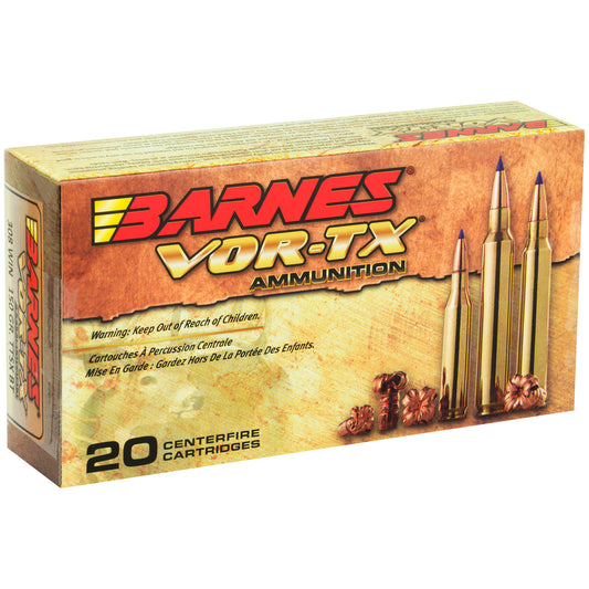 Barnes VOR-TX 308 Winchester 150 Grain Tipped Triple Shock X Ammunition * Precision Hunting Round