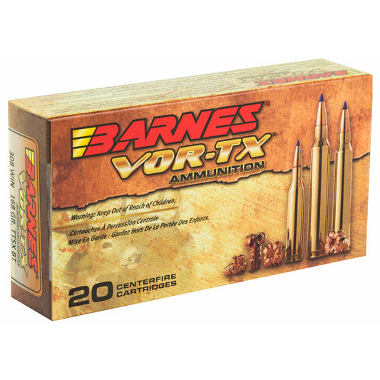 Barnes VOR-TX Tipped Triple Shock X .308 Winchester 168 Grain Ammunition - Pack of 20