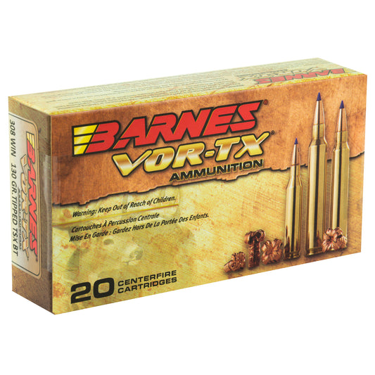 Barnes VOR-TX 308 Winchester 130 Grain Tipped Triple Shock X Ammunition * Precision Hunting Rounds