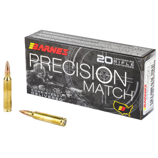 Barnes Precision Match 5.56 NATO 69 Grain Open Tip Match Ammunition - 20 Rounds