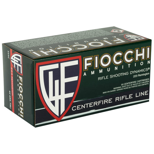 Fiocchi Ammunition 223 Remington 62 Grain Full Metal Jacket Boat Tail - 50 Rounds Box