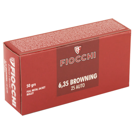 Fiocchi Ammunition 25 ACP 50 Grain Full Metal Jacket Centerfire Pistol Rounds