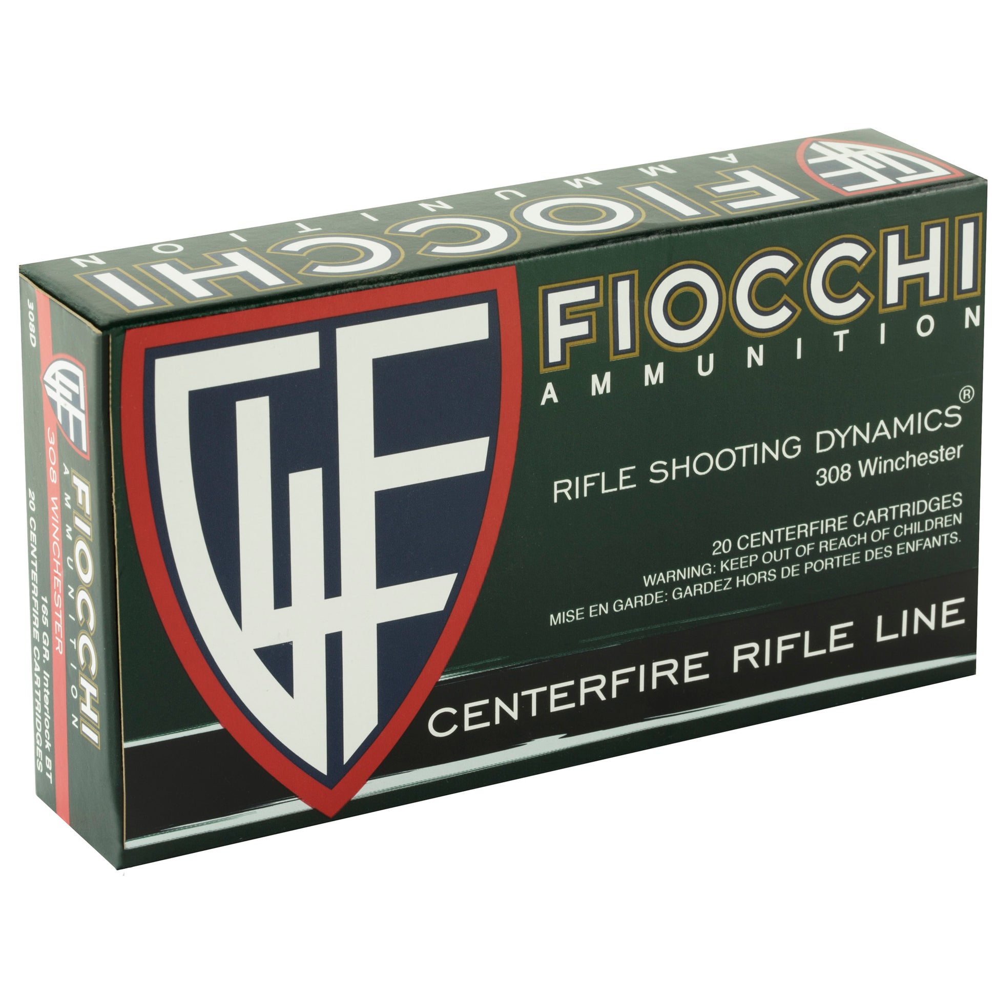 Fiocchi Ammunition 308 Winchester 165-Grain InterLock Rifle Ammo - 20 Rounds per Box, 200 per Case