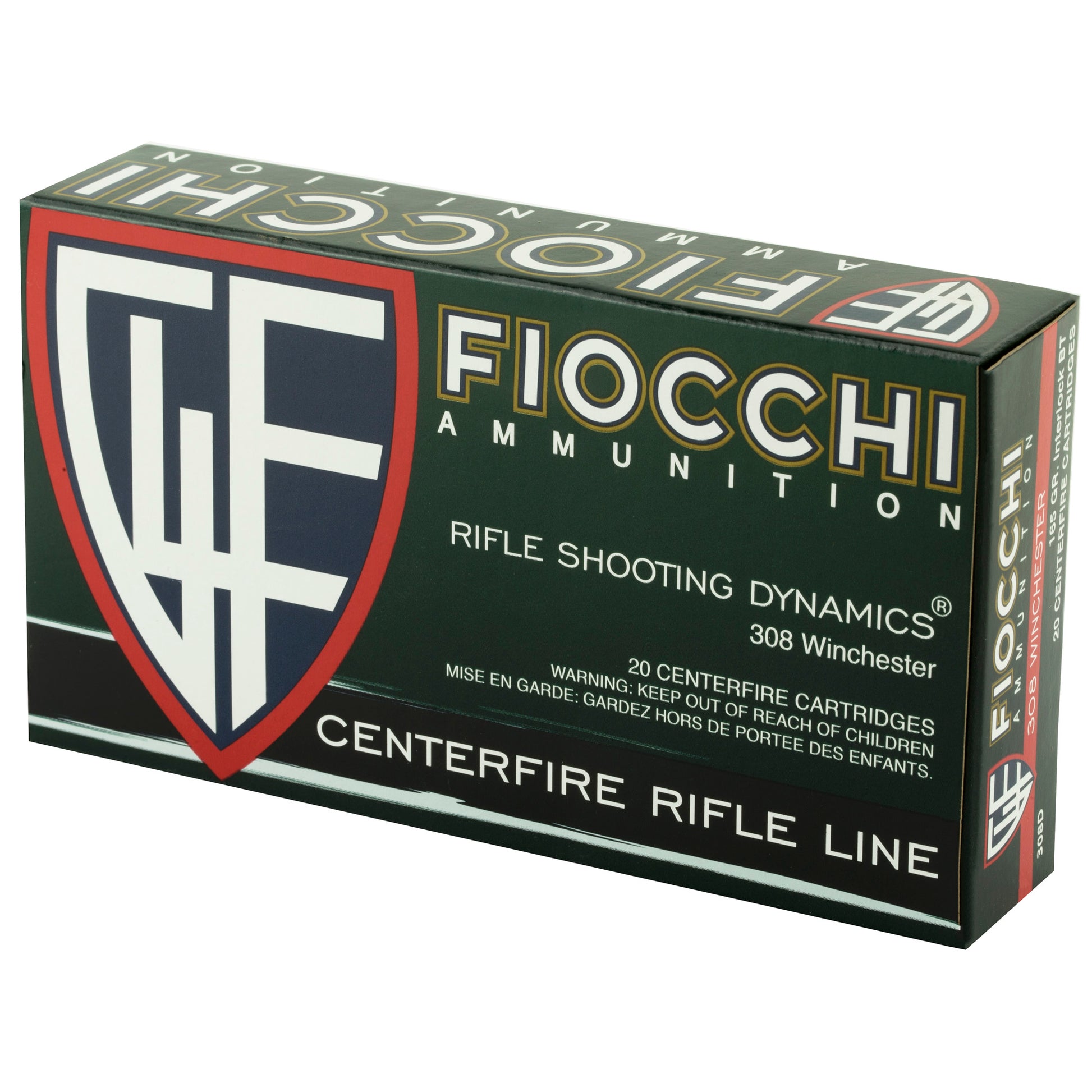 Fiocchi Ammunition 308 Winchester 165-Grain InterLock Rifle Ammo - 20 Rounds per Box, 200 per Case